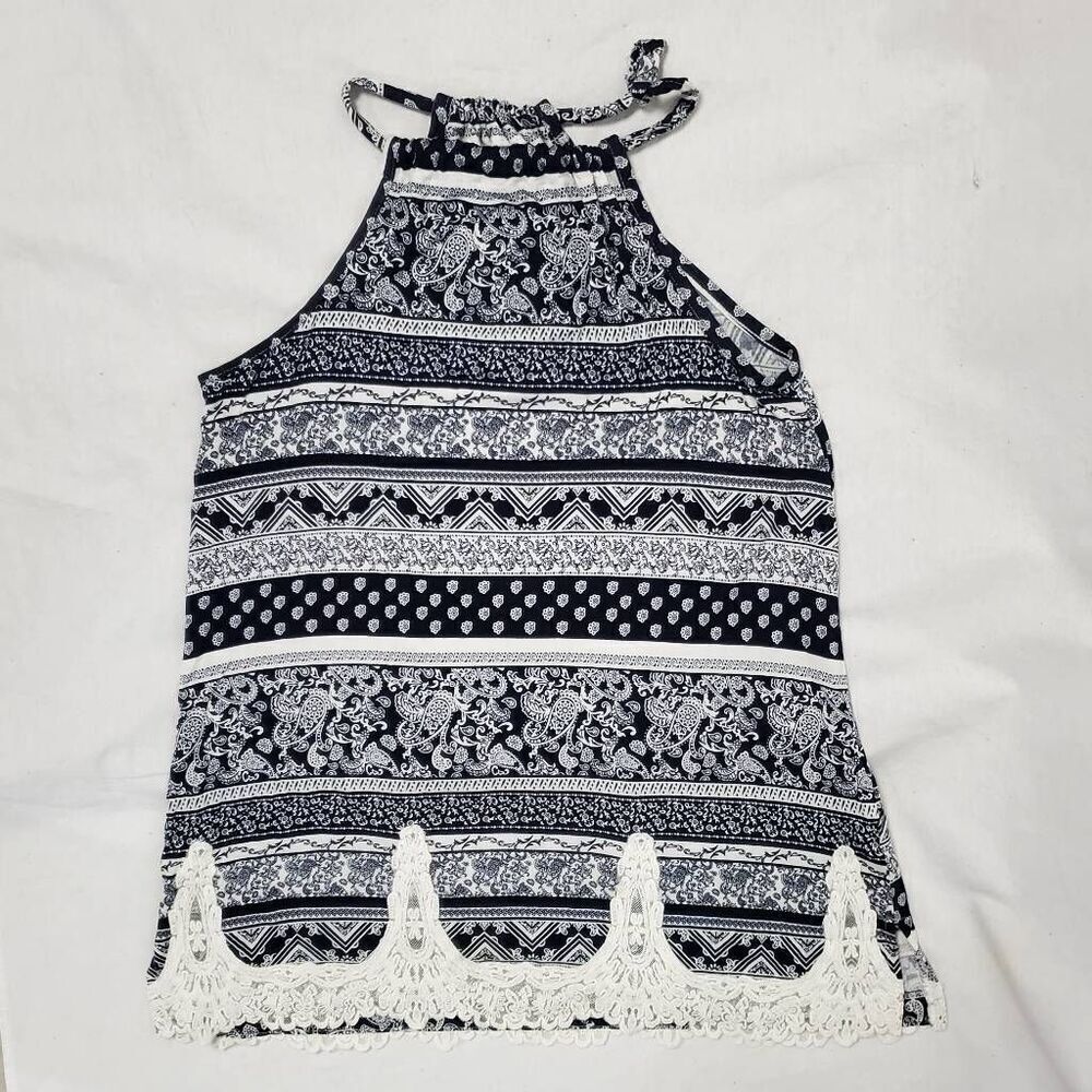 Vanity Small Navy/White Floral Sleeveless Tank Top